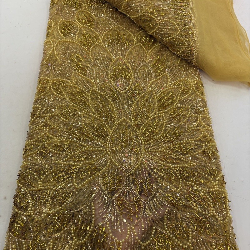 Crystal Mesh Fabric - Bubble Bead Beading Flower Mesh Fabric