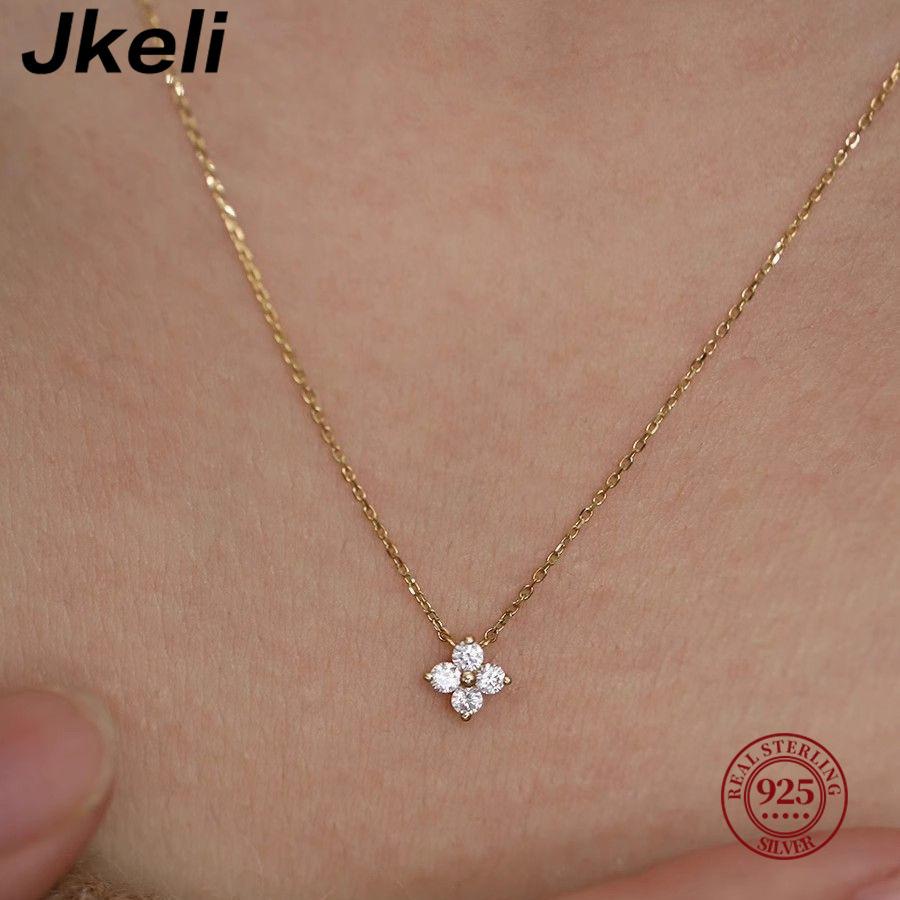 Pearl Trim Chain - Jkeli 925 Sterling Silver Plated 14K