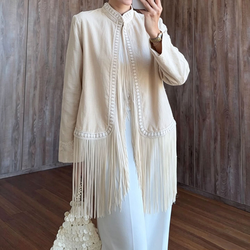 Autumn Boho Outerwear Coats Ha - огляд і ціна Tassel Fringe Trim