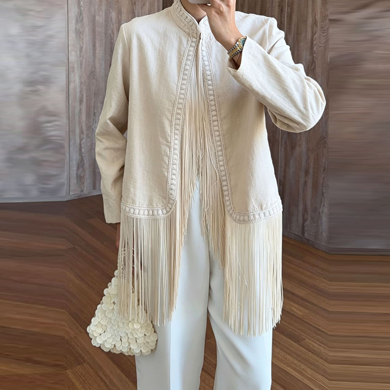 Autumn Boho Outerwear Coats Ha - огляд і ціна Tassel Fringe Trim