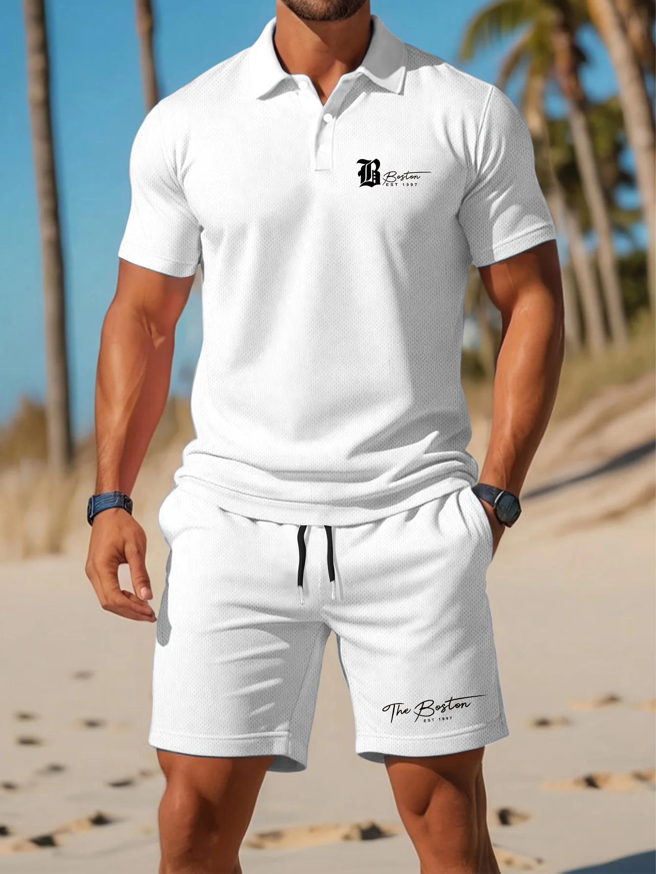 Summer New Men's Polo Shirt Se - огляд і ціна Embellish Knit