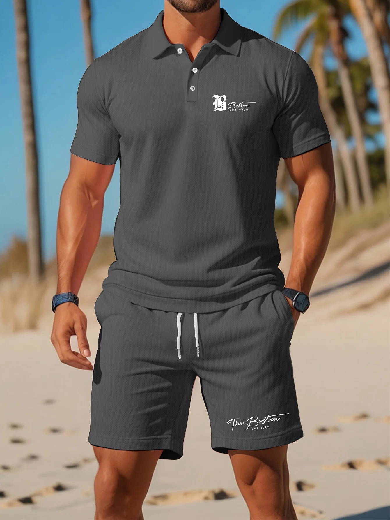 Summer New Men's Polo Shirt Se - огляд і ціна Embellish Knit