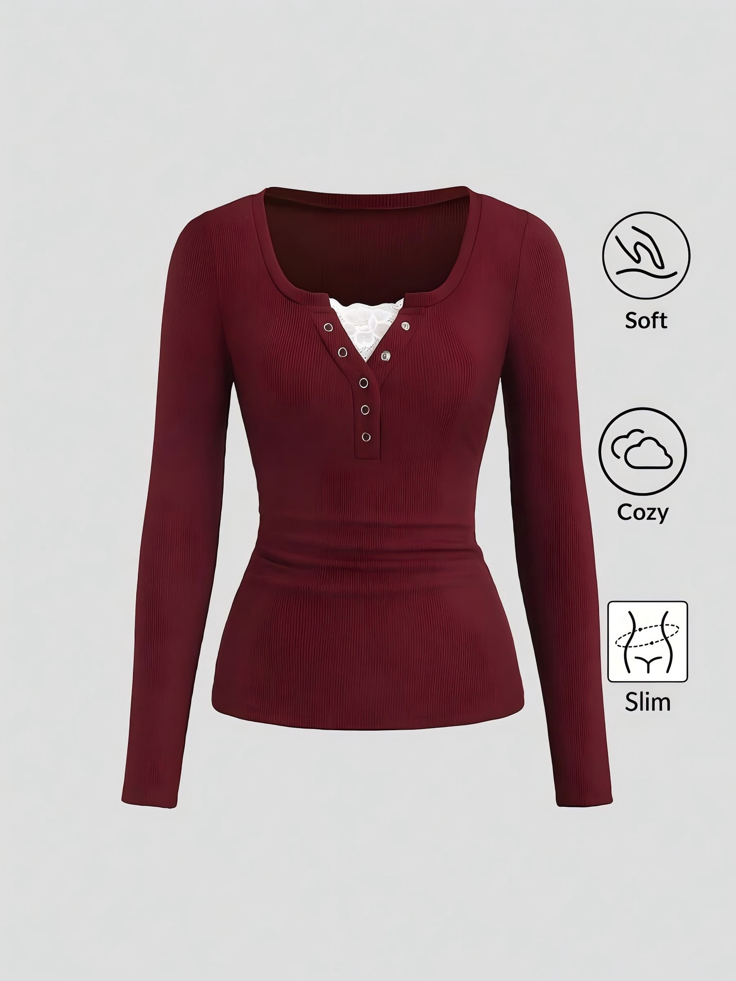 Women American Henley V Neck B - огляд і ціна Embellish Knit