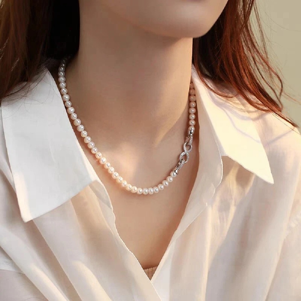 Natural Pearl Necklace Akoya A - огляд і ціна Pearl Trim Chain
